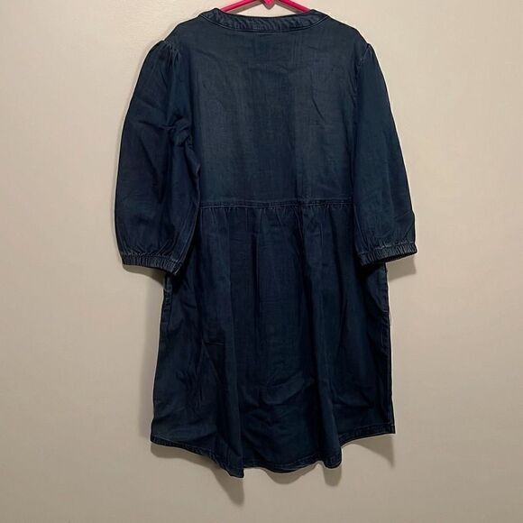 Evsie Kid's Blue 3/4 Sleeve Button Down Chambray Dress Size Medium NWT - Picture 6 of 8